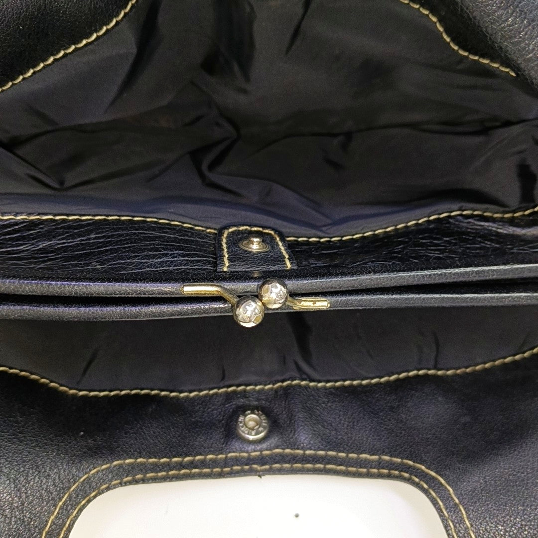 Quilted Calfskin Top Handle Bag Black