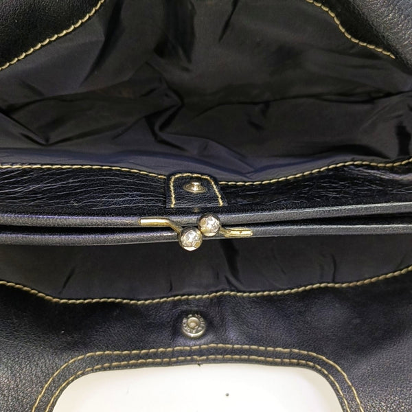 Quilted Calfskin Top Handle Bag Black