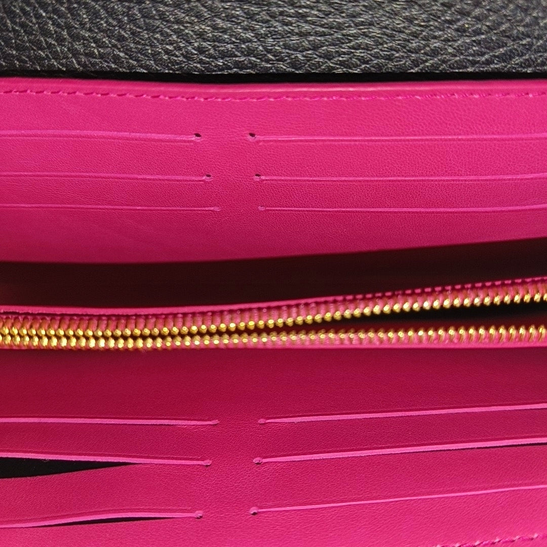 CAPUCINES Mini Monogram Calfskin Black Wallet