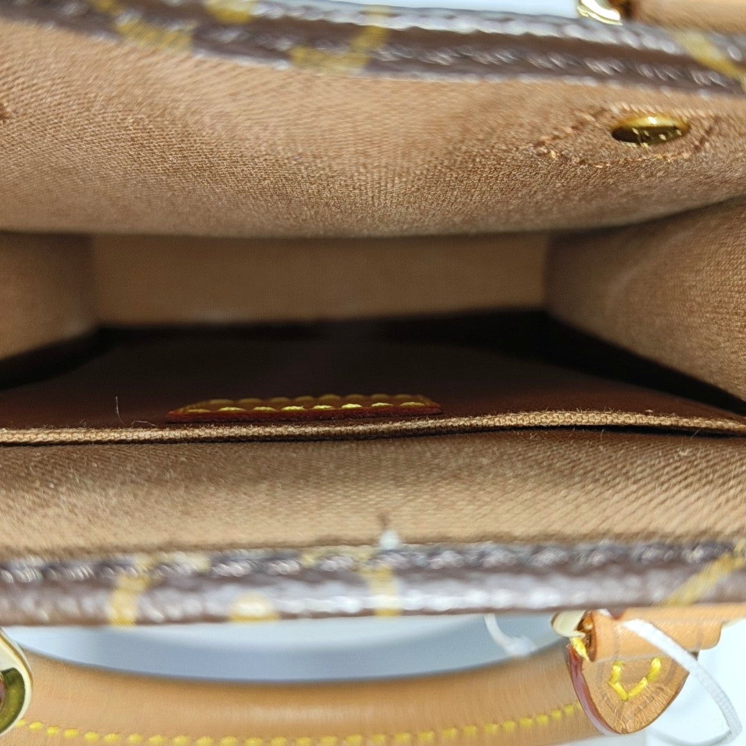 SAC PLAT Mini Monogram Coated Canvas Brown