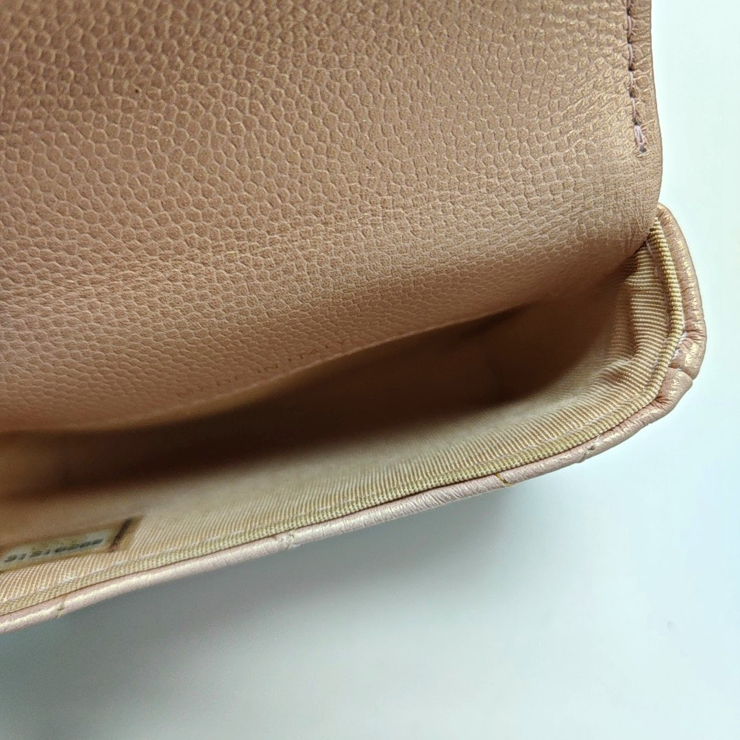 Quilted Grained Calfskin Shoulder Bag Small Pink