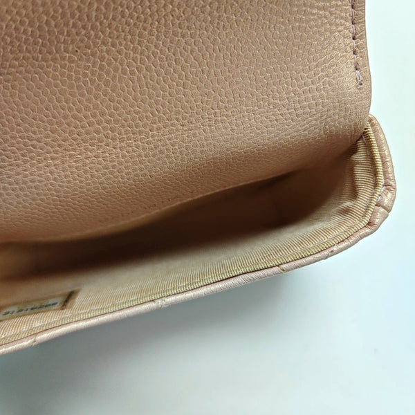 Quilted Grained Calfskin Shoulder Bag Small Pink
