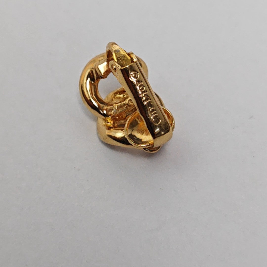 Twist Round Metal Gold Clip On Earrings