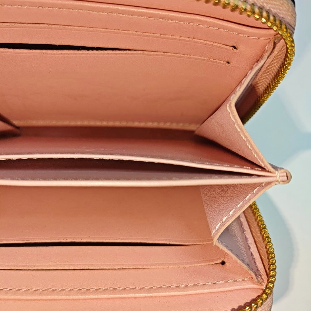 ZIPPY Monogram Patent Leather Pink Wallet