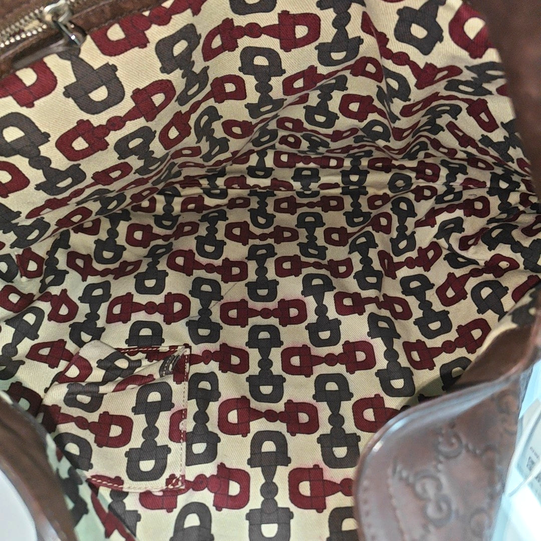 Monogram Calfskin Top Handle Bag Brown