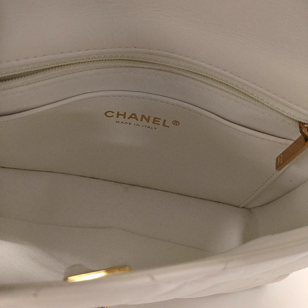 CHANEL 19 Small Quilted Calfskin White