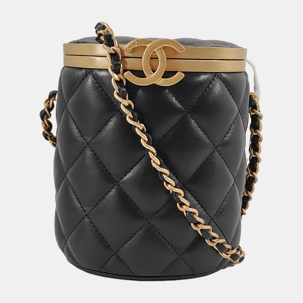 CROWN BOX VANITY Small Quilted Lambskin Black