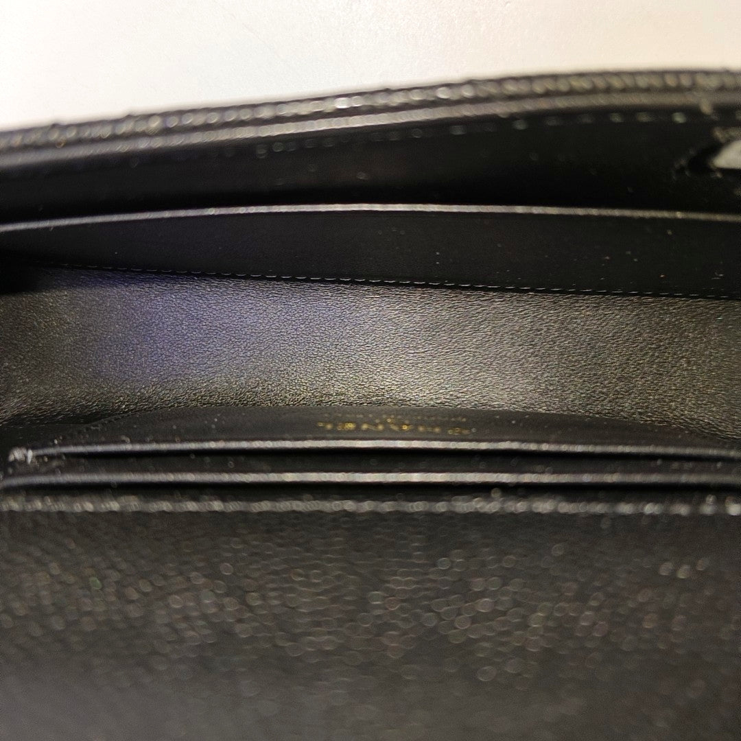 Quilted Grained Calfskin Shoulder Bag Large Black