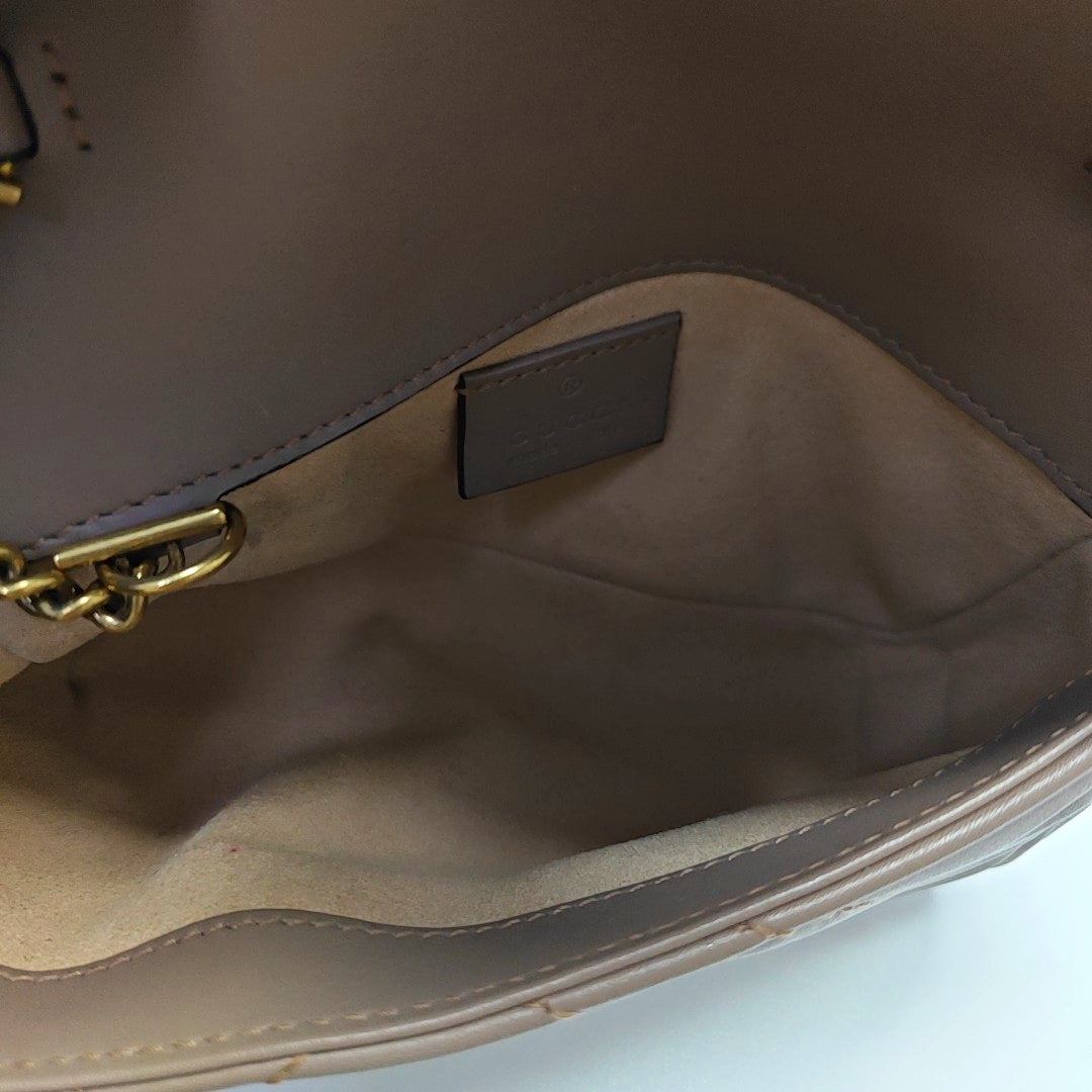 GG Marmont Mini Quilted Calfskin Beige