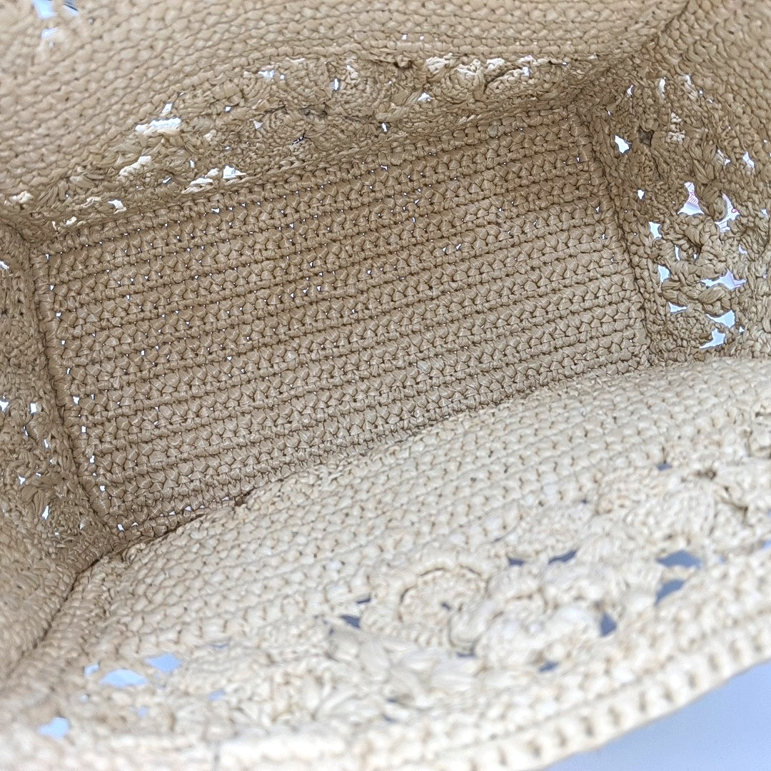 Book Tote Small Straw Beige