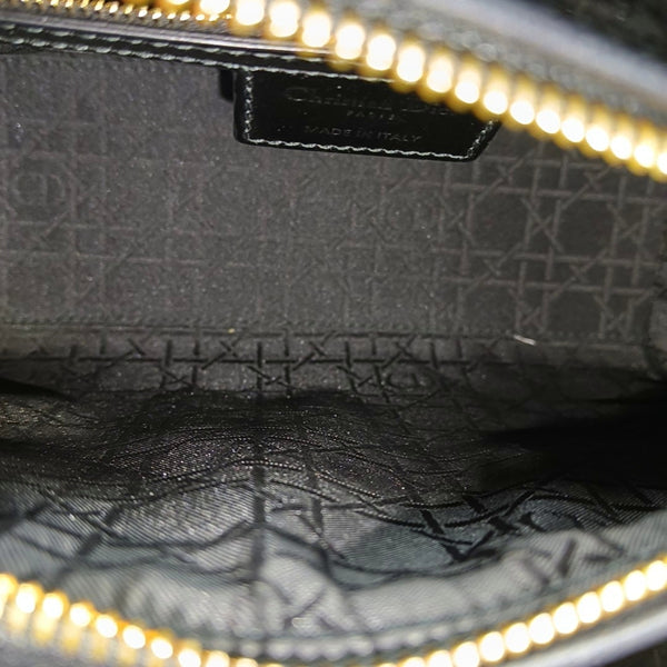 Lady Dior Medium Cannage Patent Leather Black