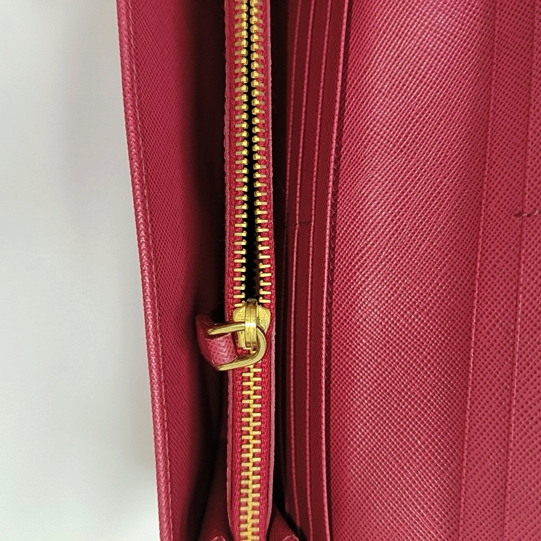 Fold Wallet Saffiano Calfskin Red Wallet