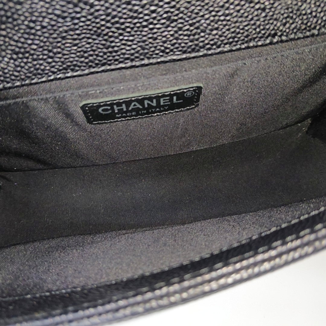 BOY CHANEL Medium Quilted Grained Calfskin Black