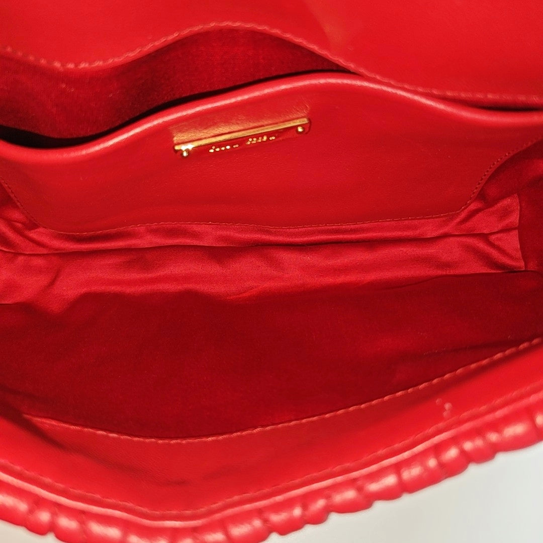 Quilted Lambskin Shoulder Bag Red