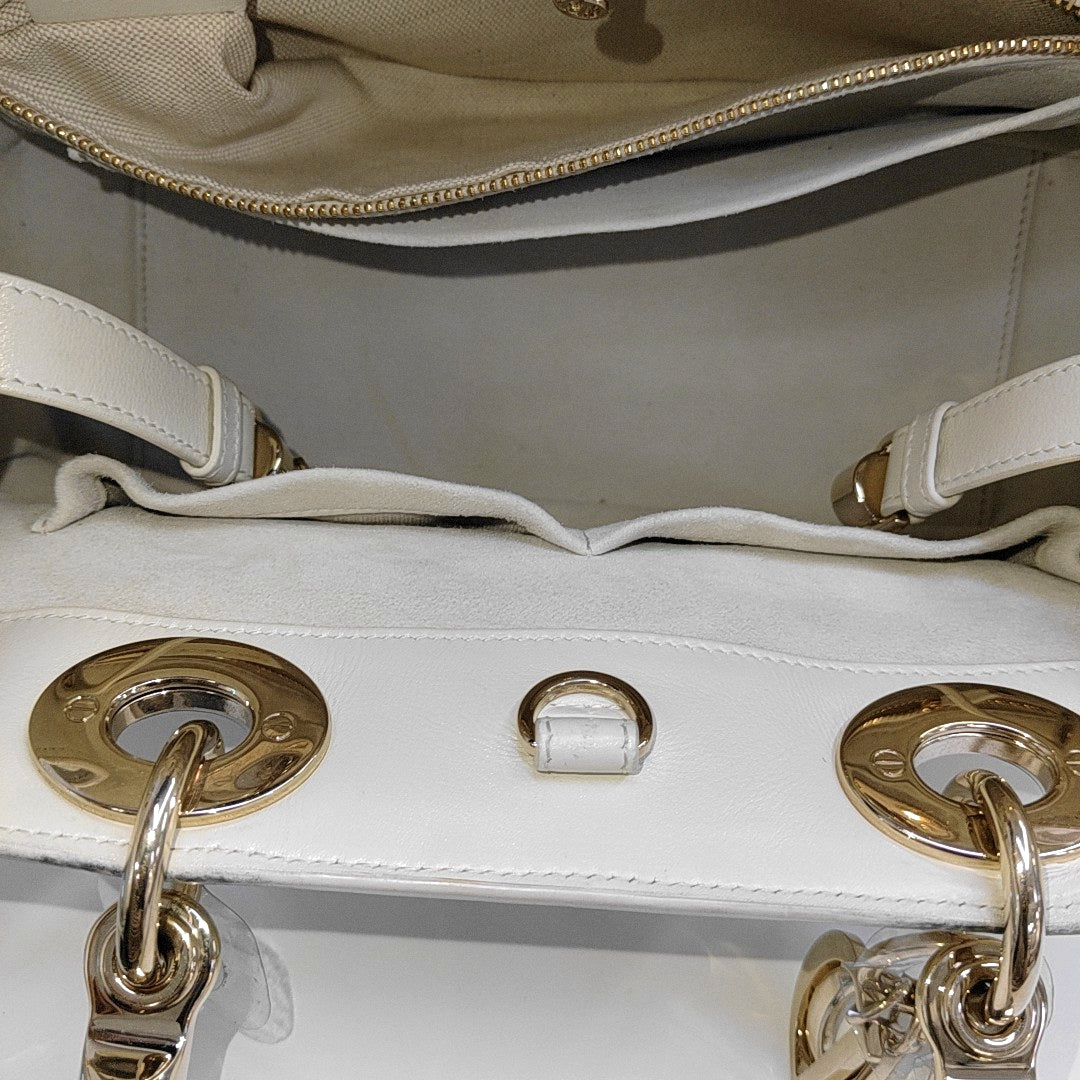 Lady 95.22 Medium Cannage Calfskin White