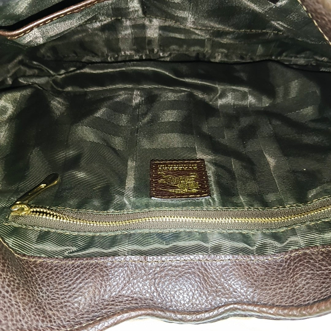 Quilted Canvas Top Handle Bag Brown