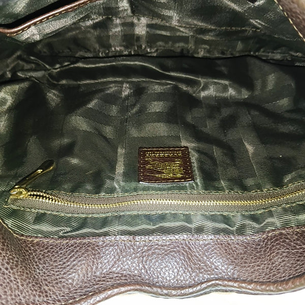 Quilted Canvas Top Handle Bag Brown
