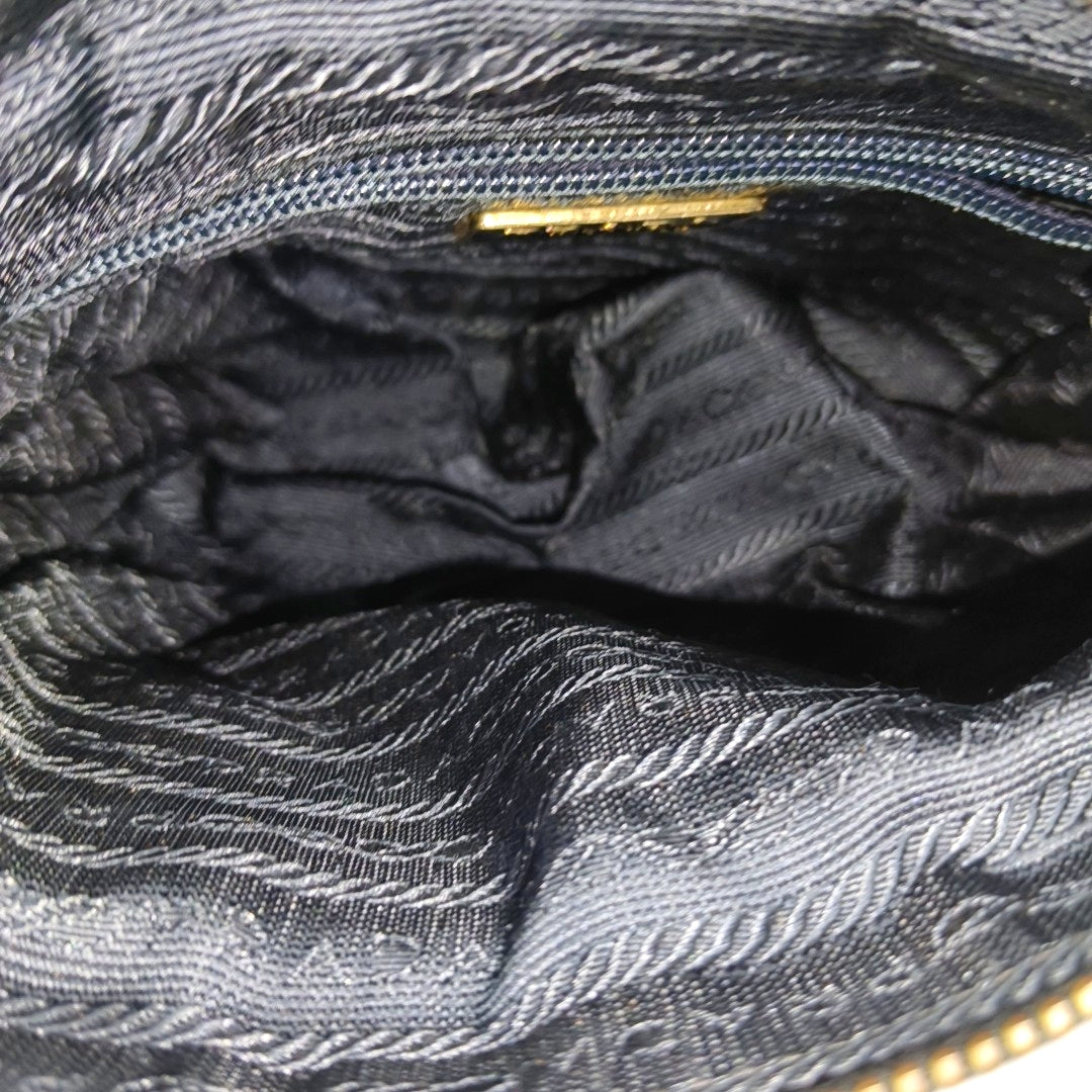 Quilted Nylon Shoulder Bag Black