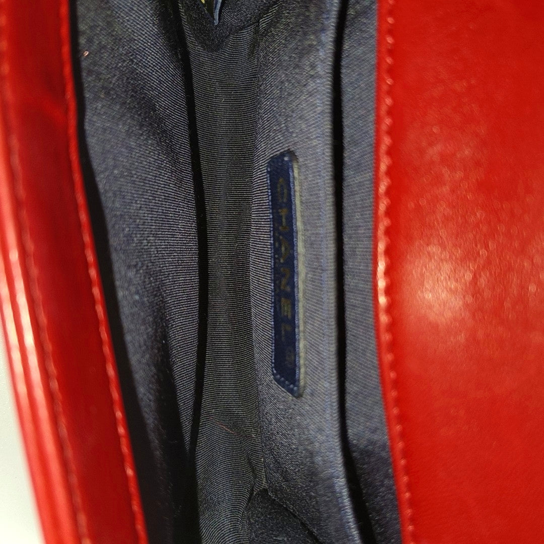 BOY CHANEL Small Quilted Velvet Red