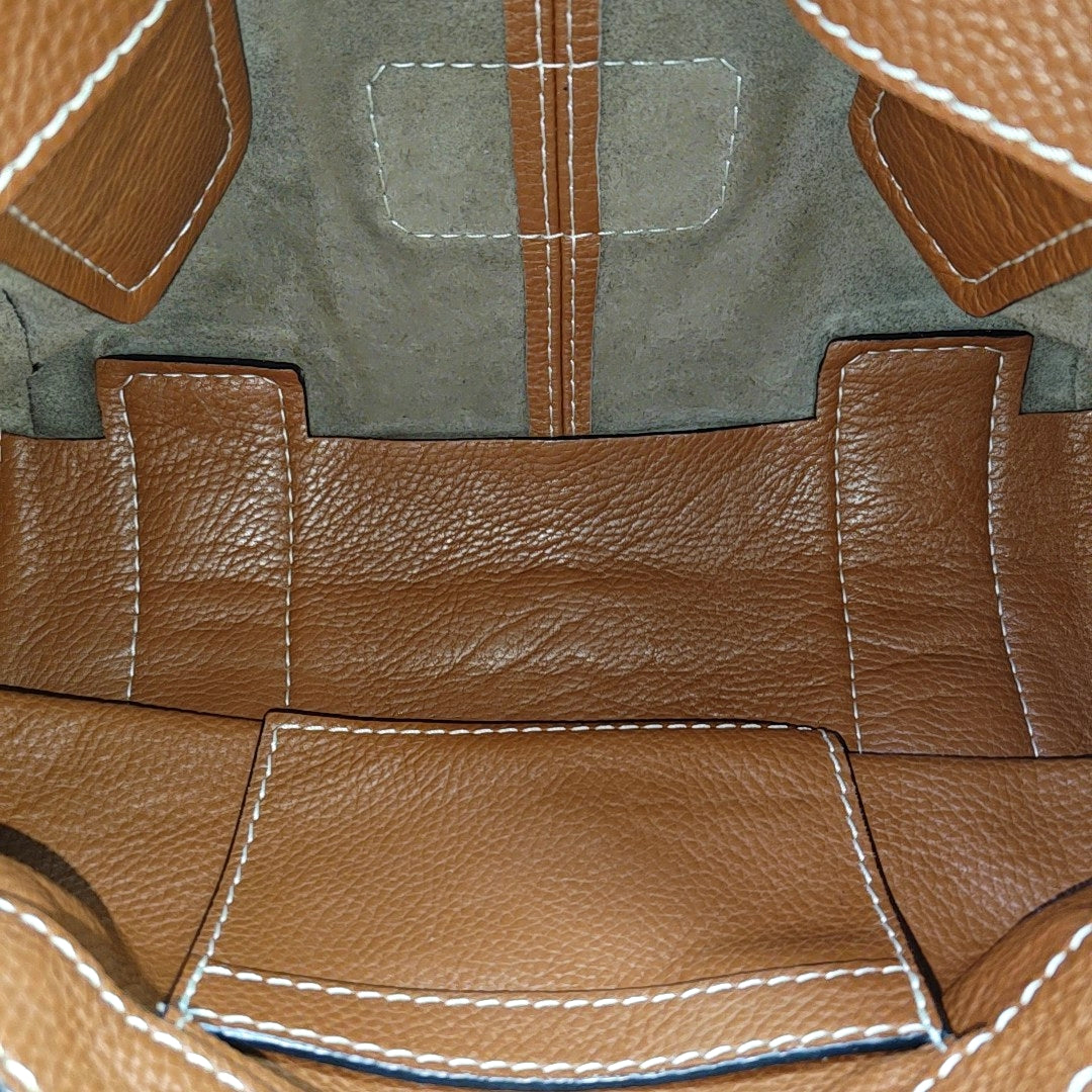 Calfskin Top Handle Bag Brown
