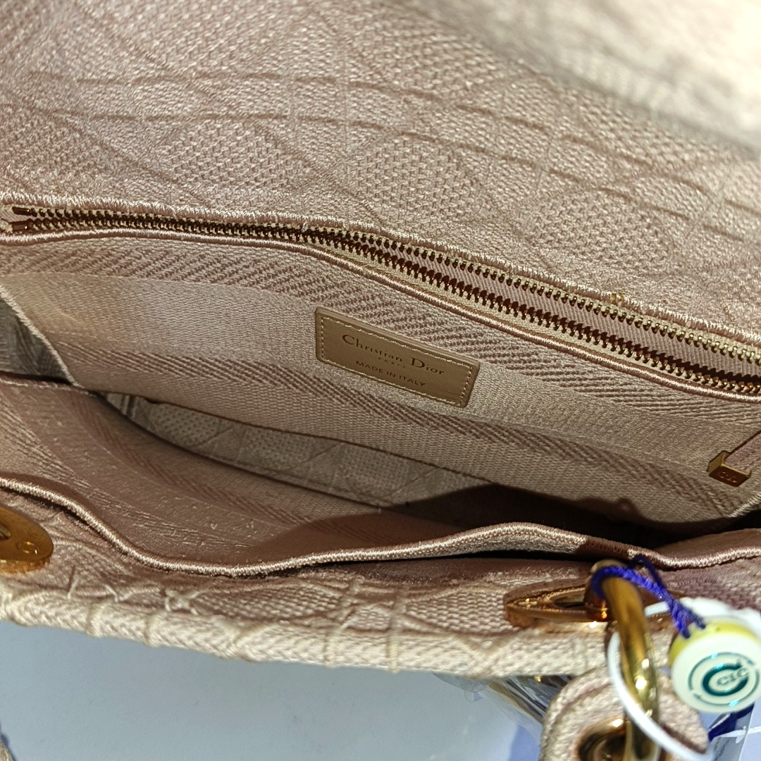 Lady D-Lite Medium Cannage Canvas Pink