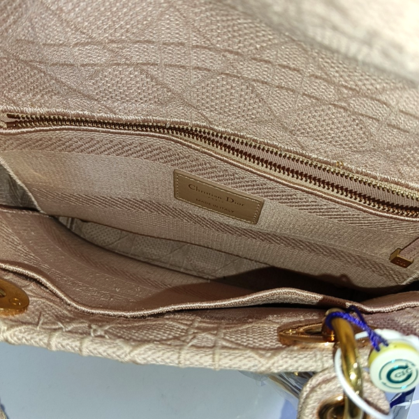 Lady D-Lite Medium Cannage Canvas Pink