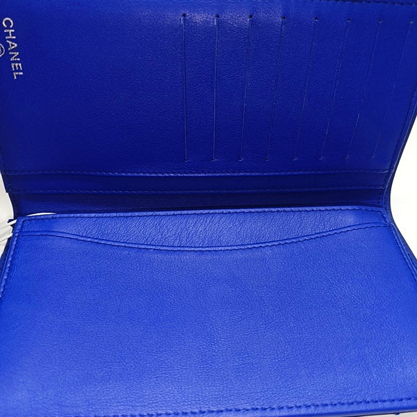 Quilted Calfskin Wallet Blue
