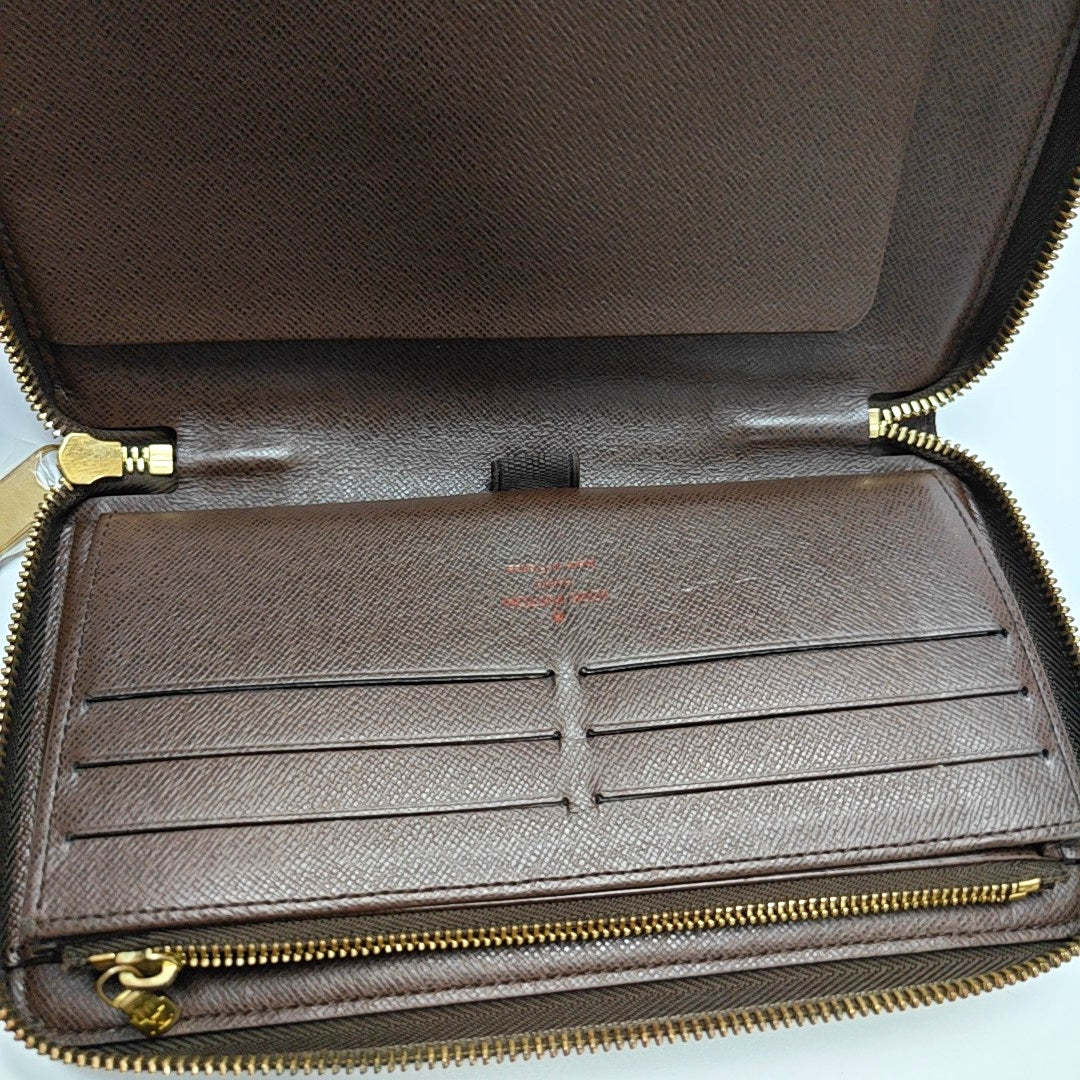 ZIPPY Damier Ebene Coated Canvas Brown Wallet