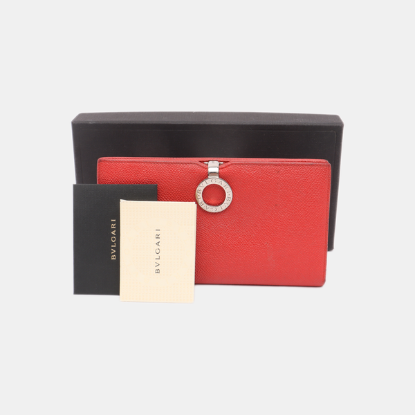 BVLGARI Calfskin Red Wallet