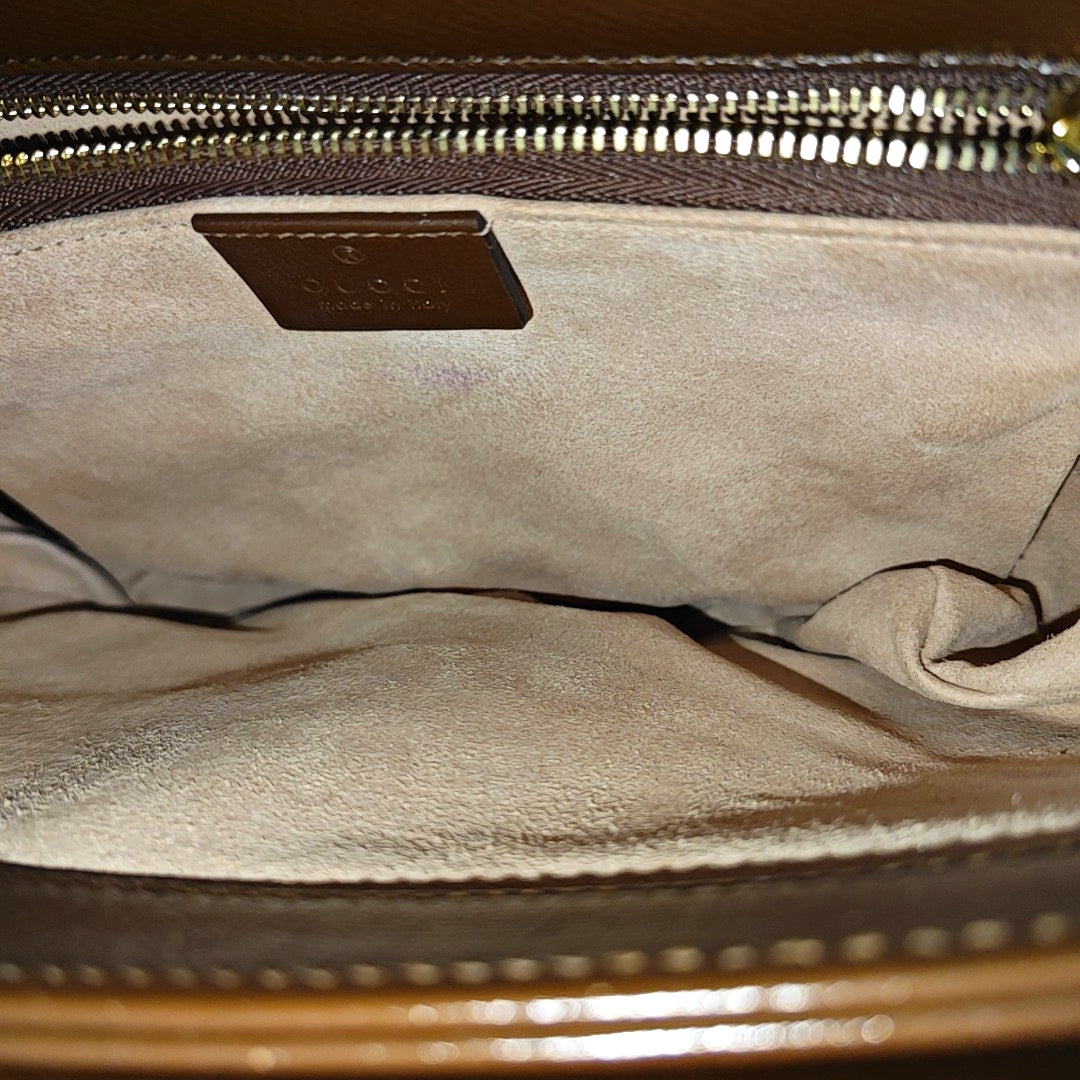 Horsebit 1955 Medium Monogram Coated Canvas Beige