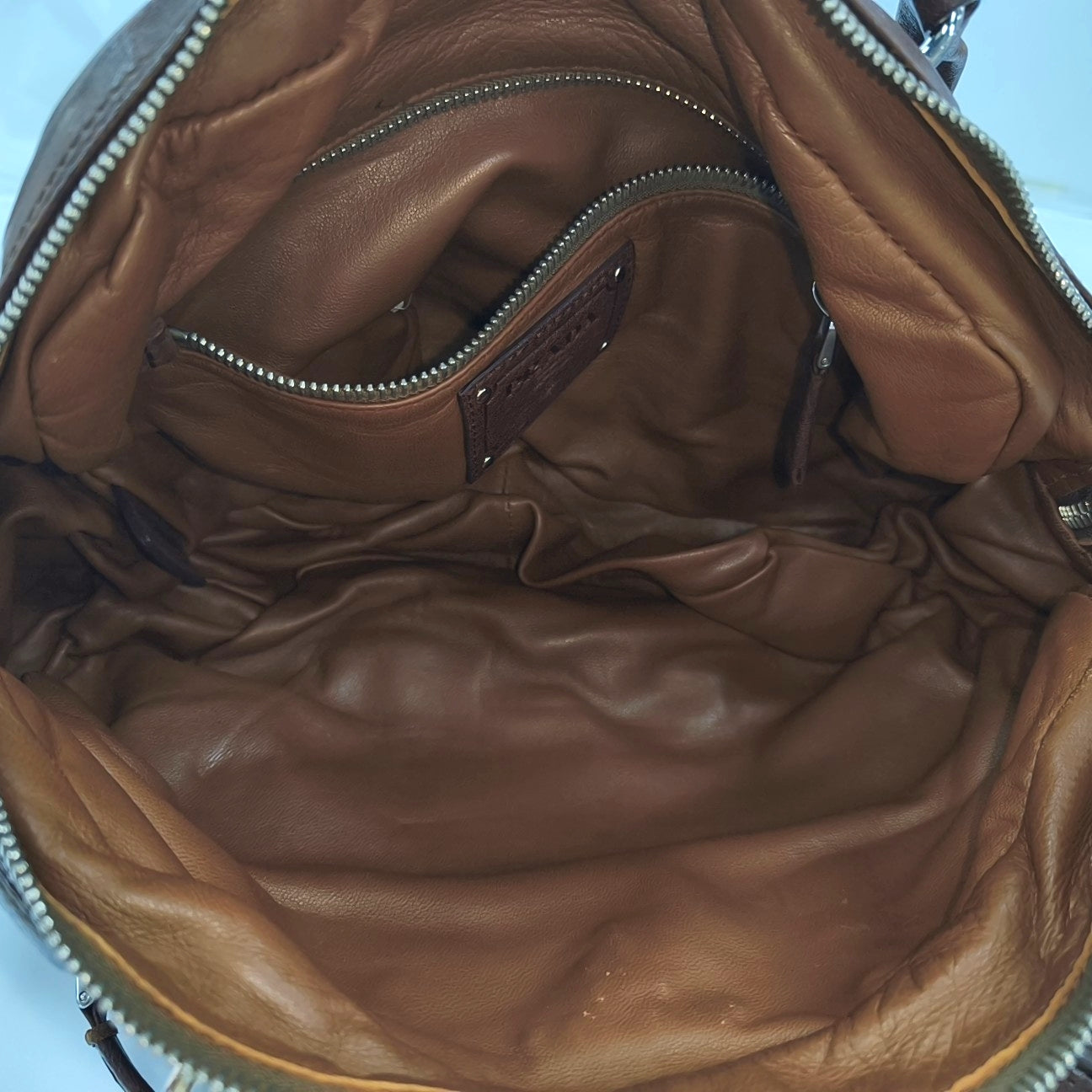 Calfskin Top Handle Bag Brown