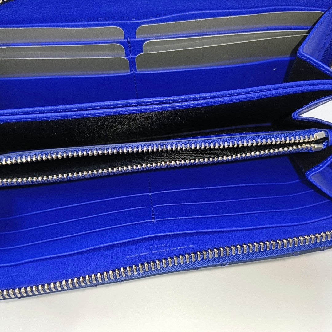 Lady Dior Small Cannage Patent Leather Blue Wallet