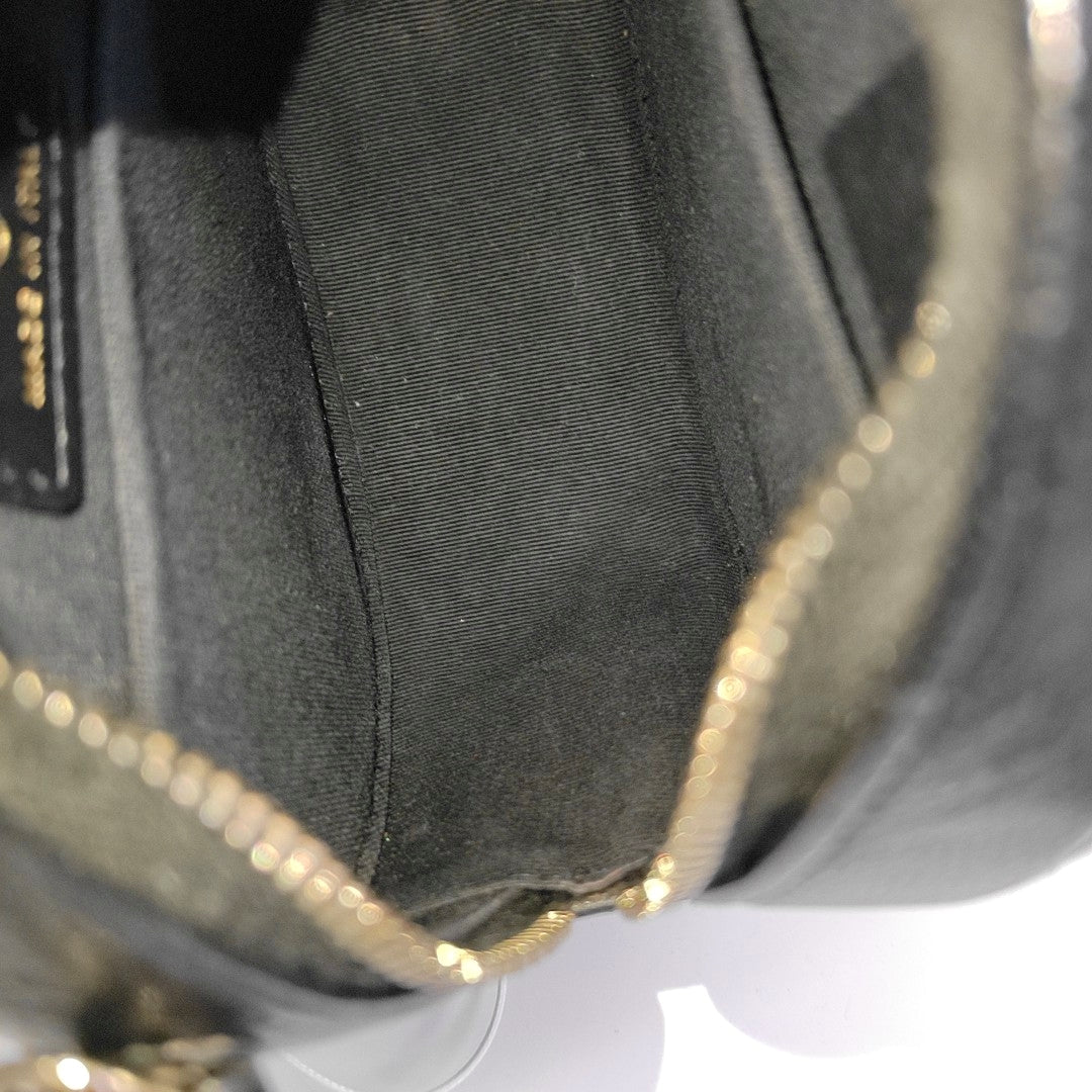 Quilted Grained Calfskin Shoulder Bag Black