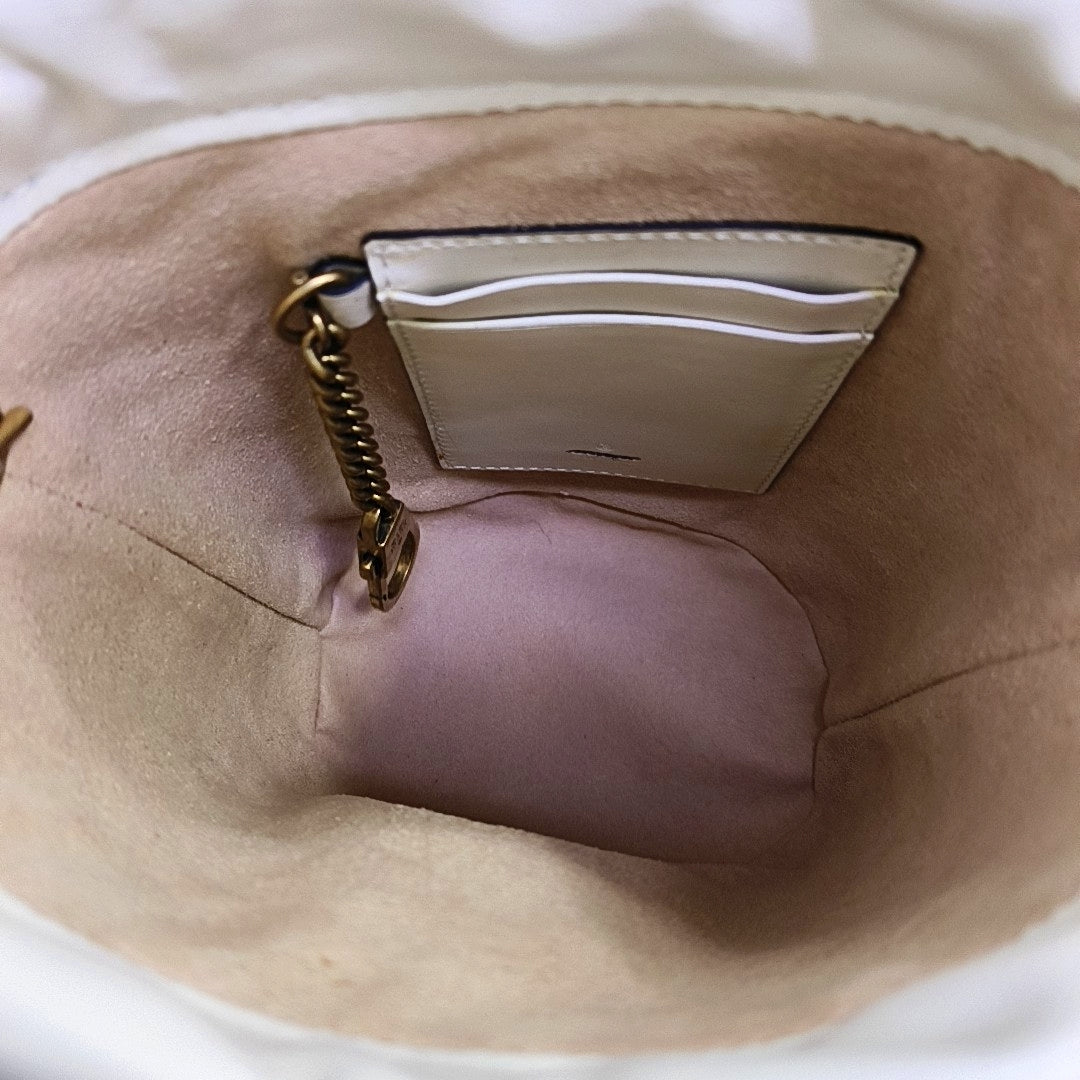 GG Marmont Mini Quilted Calfskin White