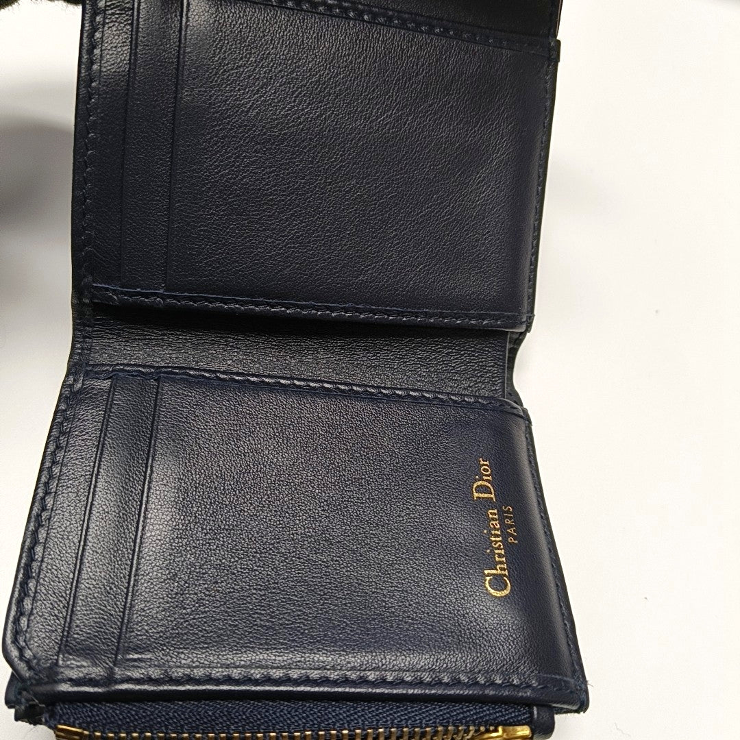 Saddle Mini Oblique Canvas Blue Wallet