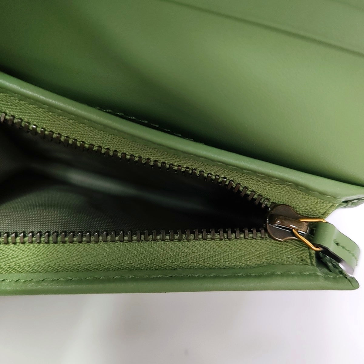 GG Marmont Mini Chevron Calfskin Green Wallet