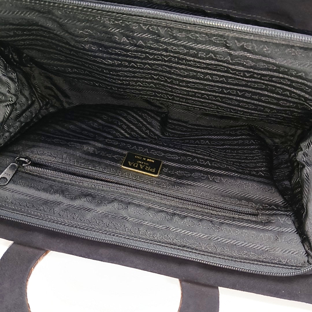 Suede Top Handle Bag Black