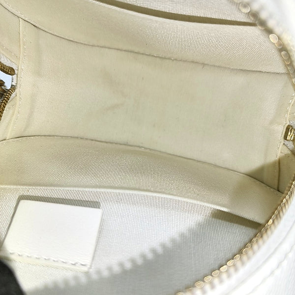 Quilted Grained Calfskin Shoulder Bag White