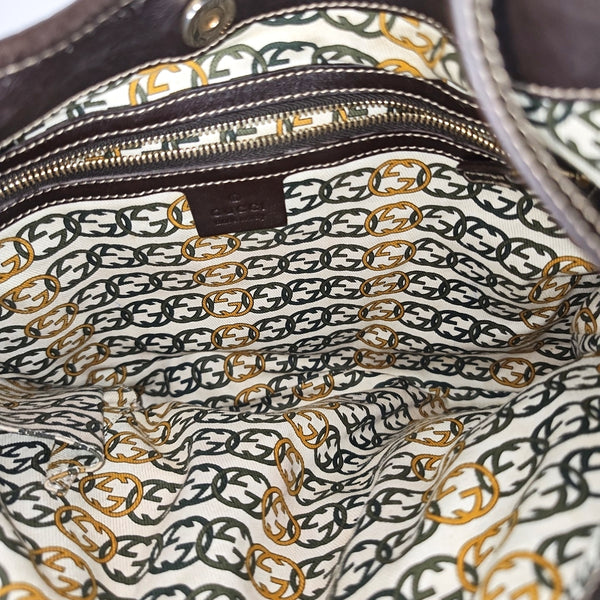 Fabric Top Handle Bag Brown