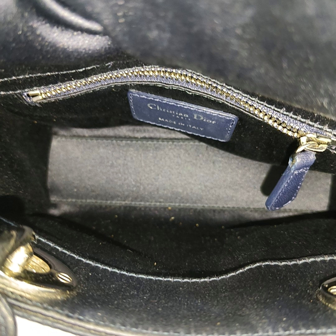 Lady Dior Mini Silk Satin Blue
