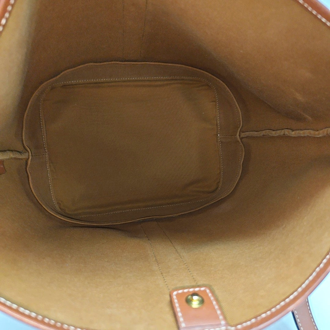 Authenticated pre-owned  TRIOMPHE CANVAS Medium Coated Canvas Brown - Bucket Bag at Looply