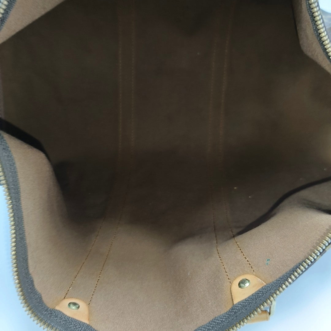 KEEPALL 50 Monogram Coated Canvas Brown