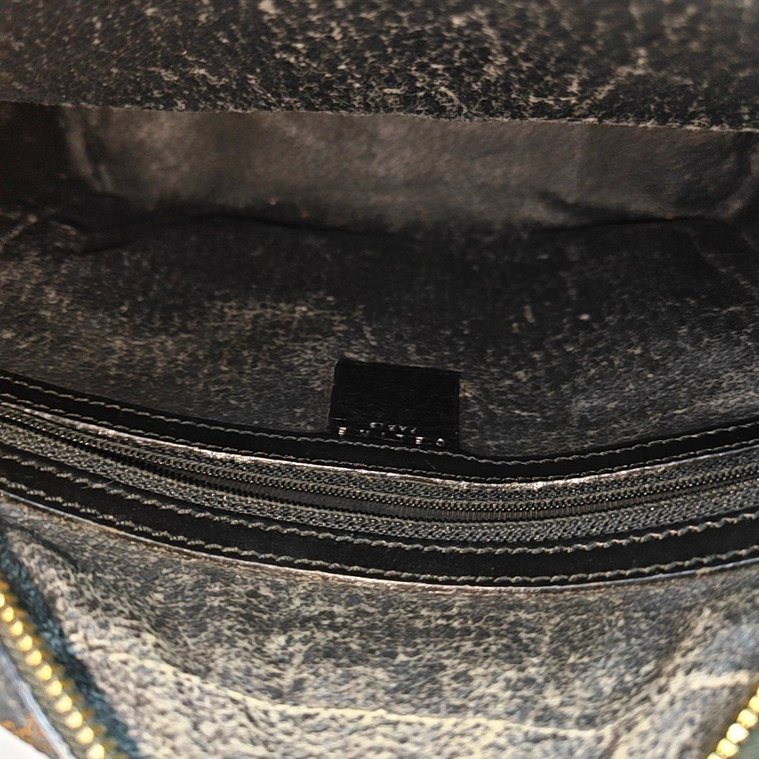 Coated Canvas Top Handle Bag Brown