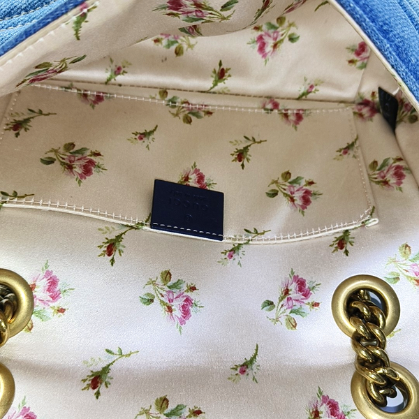 GG Marmont Small Quilted Denim Blue