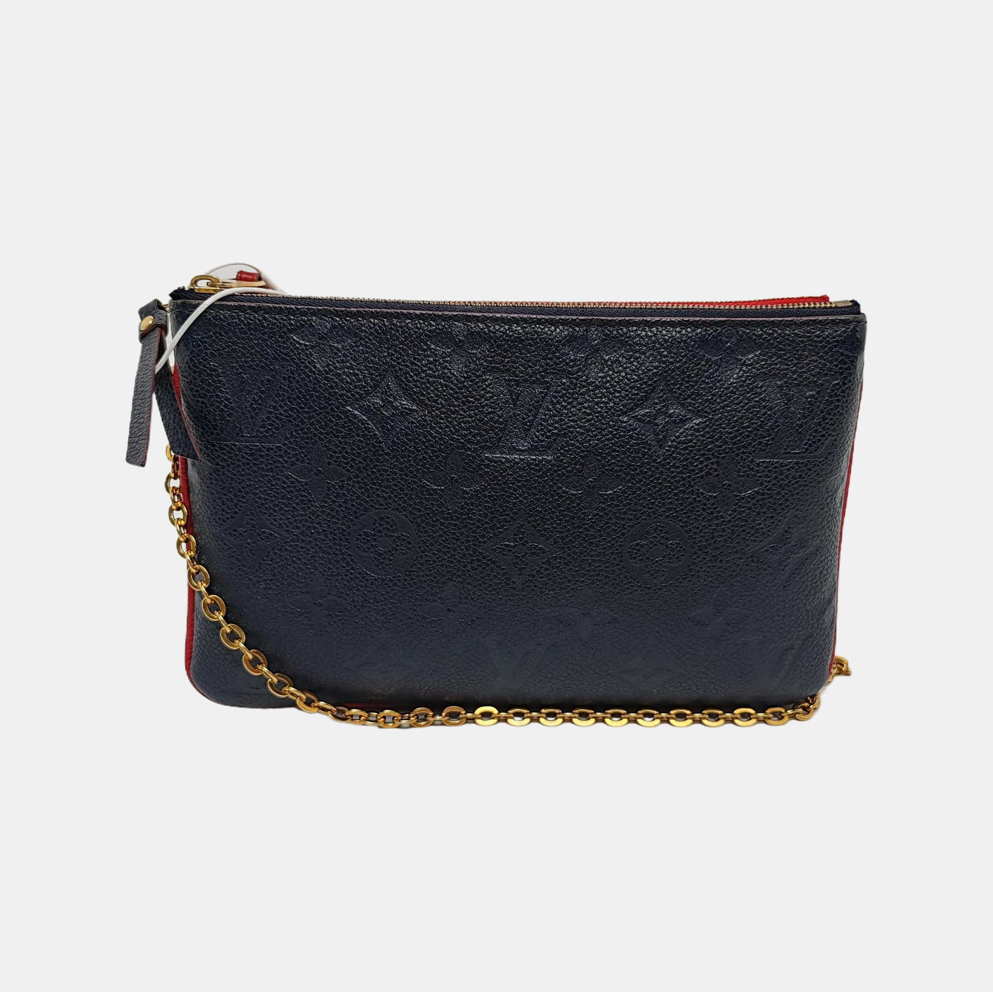DOUBLE ZIP Monogram Calfskin Blue