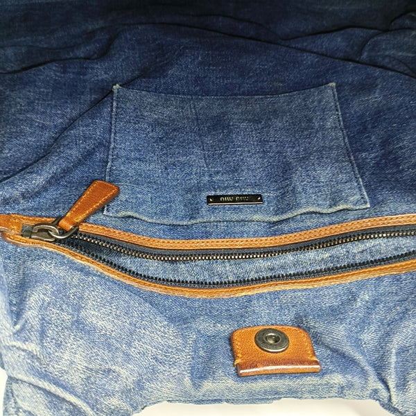 Quilted Denim Tote Bag Blue