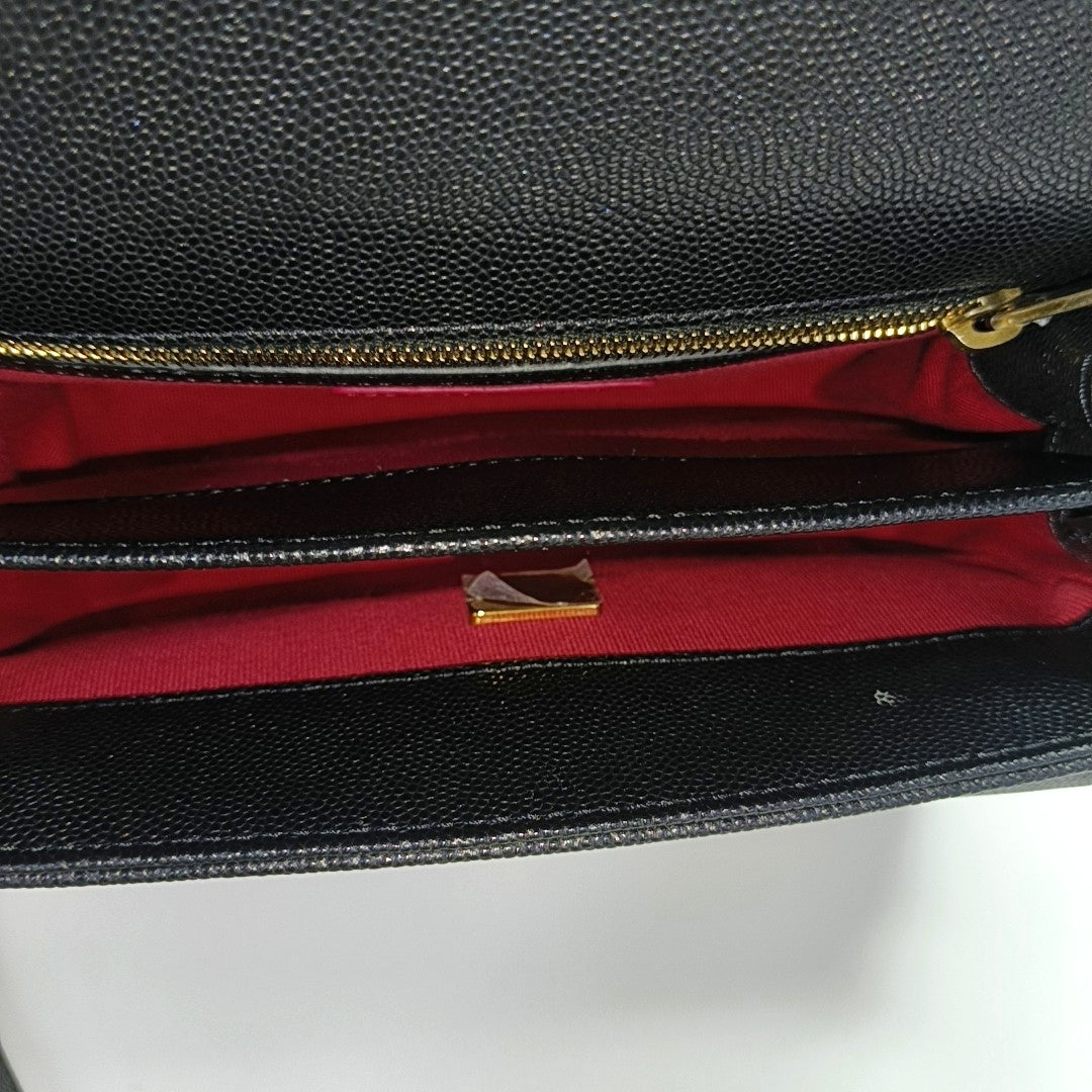 Quilted Grained Calfskin Shoulder Bag Black