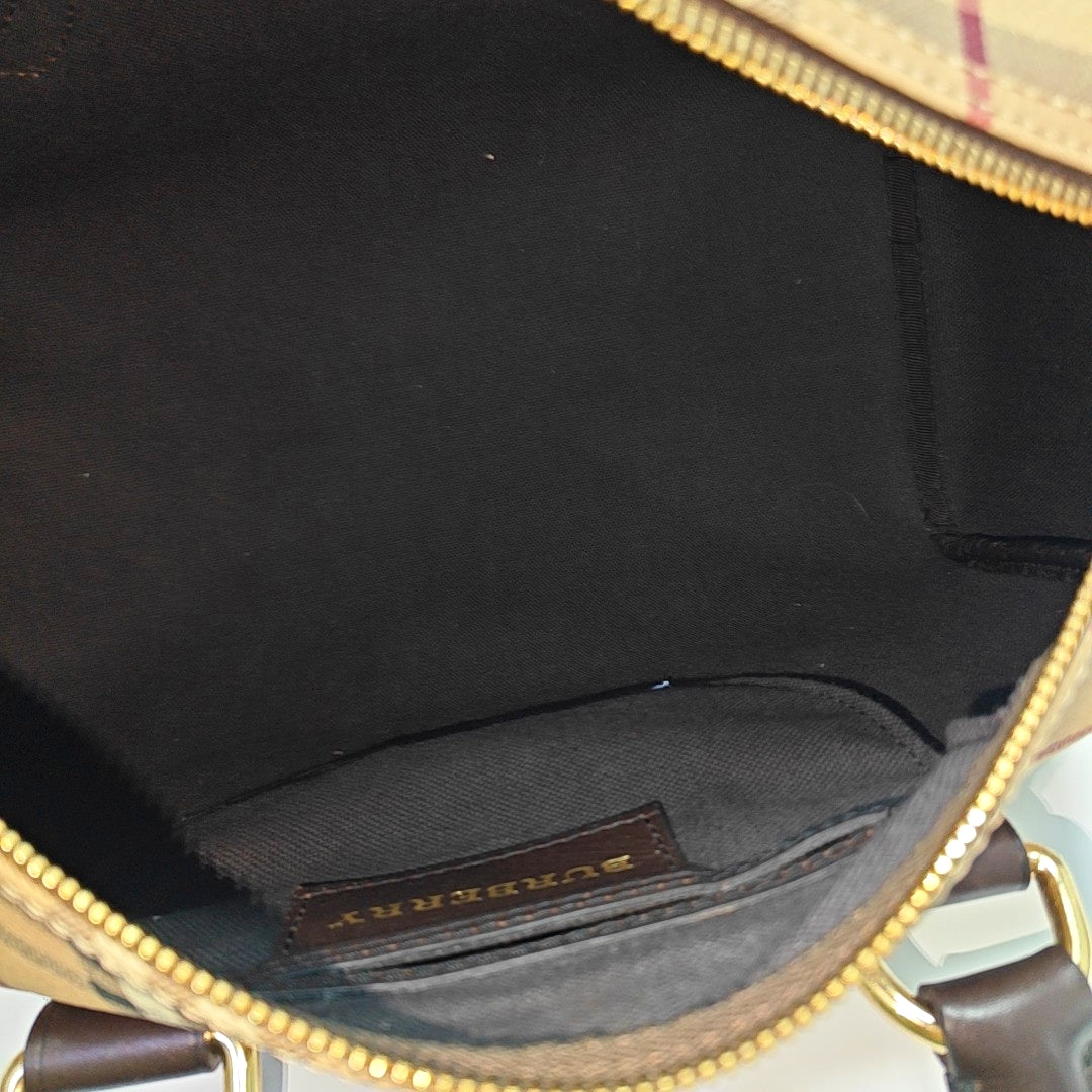 Coated Canvas Top Handle Bag Beige