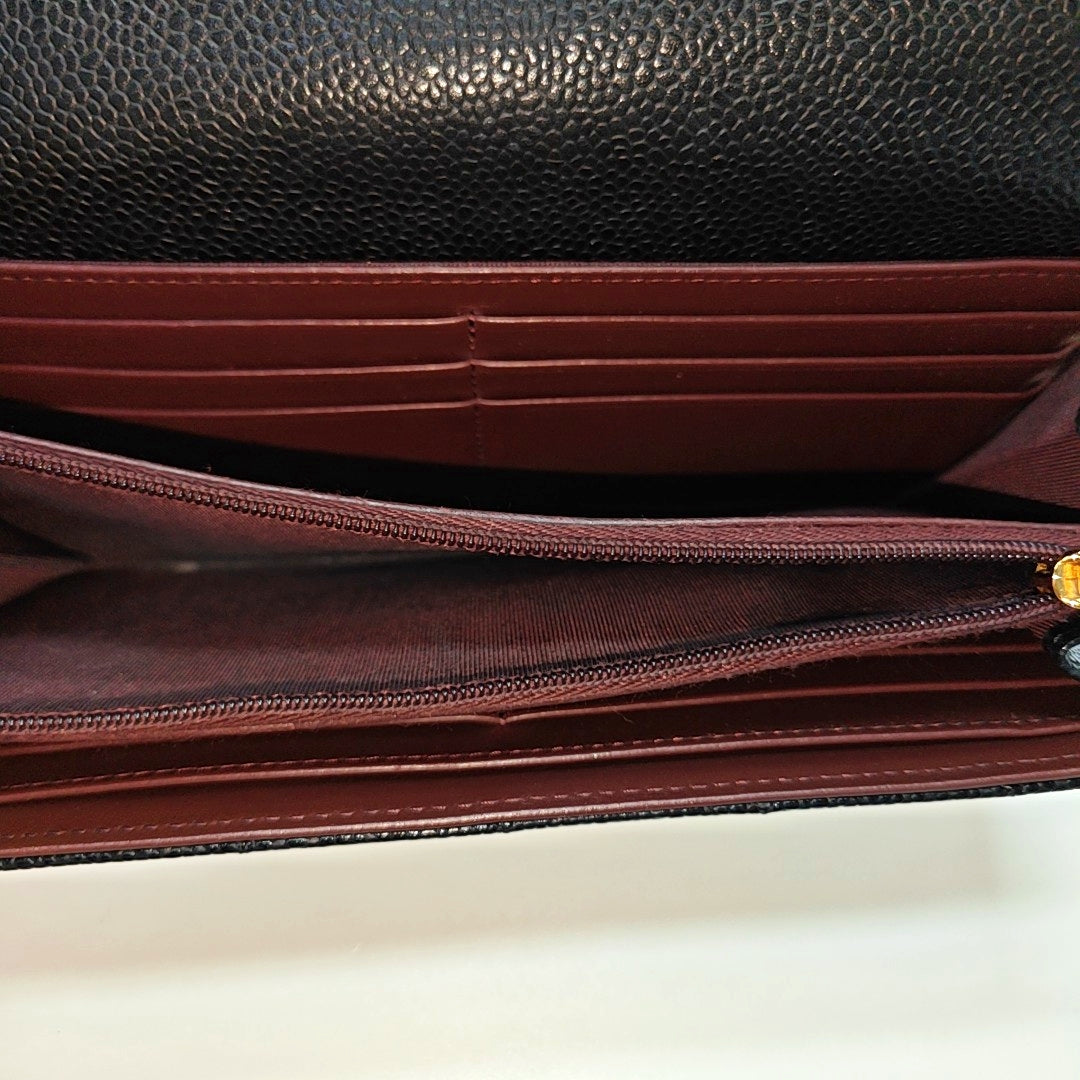 CLASSIC FLAP Mini Quilted Grained Calfskin Black Wallet