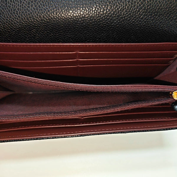 CLASSIC FLAP Mini Quilted Grained Calfskin Black Wallet